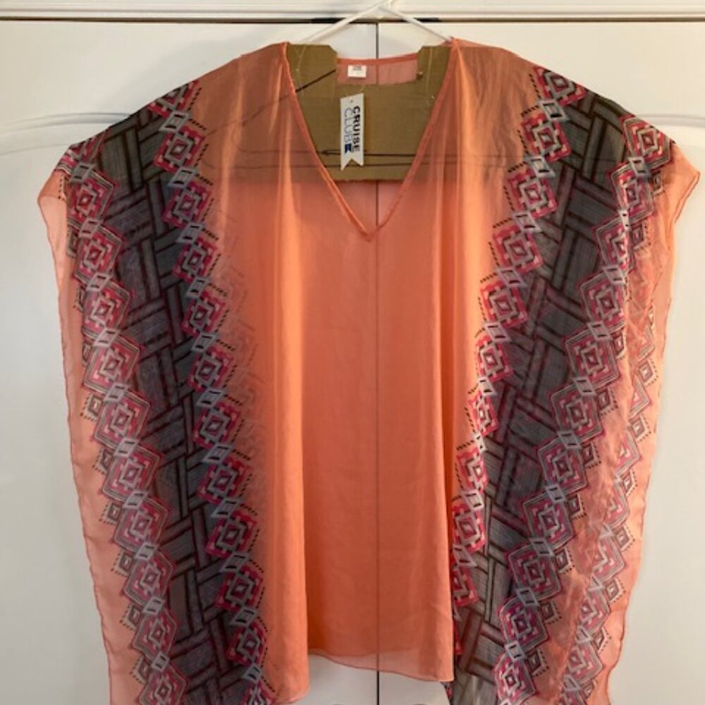 NWT Multicolor Club Cruise Bathing Suit Cover Up / V-Neck Pareo OSFM